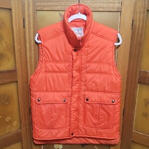 Vintage 70's Alpine Ski Quilted Puffer Vest in Vibrant Orange
